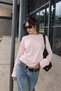 Women's Regular Fit Long Sleeve T-Shirt Basic Pink – Crew Neck, 100% Cotton, Drop Shoulder