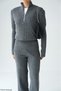 Women's Anthracite Zippered Sweater - Tapered Leg Pants Hair Knit 2-Piece Knitwear Set - 3