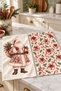 Floral Santa Floral Santa Claus Gift Pink Cream Christmas Patterned 2-Piece Kitchen Towel Set 35X55 - 6