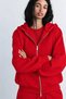 Fleece Inside Oversize Cut Hooded Zippered Red Tracksuit Set - 3