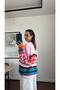 Pink Multi-Colored Striped Buttoned Soft Textured Knitwear Cardigan - 2