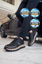 Lace-Up Thick Sole Memory Foam Black Men's Casual Walking Shoes Tough - 3