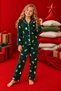 New Year's Pattern Crepe Suede Soft Textured Buttoned Interlaced Mother-Daughter Pajama Set - 3