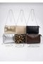 Women's White 3-Compartment Chain-Strap Crossbody Handbag with Stone Details. - 4