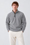 Men's Gray Half-Zip Comfortable Fleece