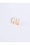Gold Color Stone Detailed Multi-Row Minimal Earrings