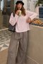 Women's Regular Fit Long Sleeve T-Shirt Basic Pink – Crew Neck, 100% Cotton, Drop Shoulder - 5