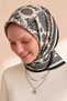Bee Flower Pattern Cream-Black Soft Scarf 90X90 cm - 2