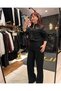 Women's Black Shirt and Pants Suit with Lace and Stone Details - 7