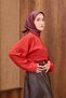 Twill Silk Scarf Geometric Pattern Claret Red - 3