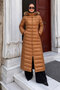 Beli Belted Hooded Long Puffer Coat Tsd260368 Brown - 3