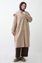 Beige Cashmere Coat with Buttoned Scarf Detail - 3