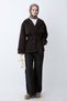 Striped Belted Bitter Brown Trench Coat - 2