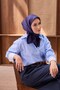Twill Silk Scarf Vega Dark Navy Blue - 2