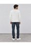 Men's Ecru Crew Neck Striped Modal Fabric Sweatshirt - 4