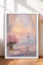 Sunset on a Window with a Poppy Frame Painting Italy Poster Living Room Kitchen Wall Decor Itn111
