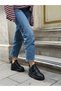 Black Skin (Cerrely) Hidden Heel Padded Heel 8 cm Height Increasing Sneakers - 5