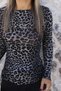 Black Leopard Boat Neck Slim Blouse - 3