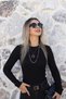 Black Crew Neck Ribbed Blouse - 2