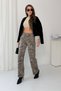 Women's Brown Patterned High Satin Trousers Nj203 - 5