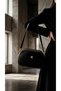 Women's Black Nubuck Shoulder Bag with 3 Compartments and Gold Accents—Everyday Crisscross Straps Bag CANEDR08 - 6