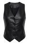Leather Vest-Black Black