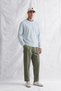 Men's Blue Crew Neck Striped Modal Fabric Sweatshirt