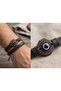Men's 2-Piece Pu Leather Bracelet Set with Evil Eye Beads Braided Design Dark Brown Handmade Adjustable Bracelet Nzw01