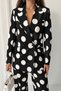 Women's Black 80S Polka Dot Blazer Jacket Pants Set Nj202 - 3