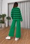 Women's Green-Black Striped Top and Bottom Knitwear Pants Set Nj201 - 4