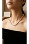 Women's Silver Gold Cube Beaded Necklace 41 cm Adjustable Two Color Shiny Metal Necklace - 2