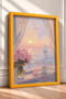 Sunset on a Window with a Poppy Frame Painting Italy Poster Living Room Kitchen Wall Decor Itn111 - 2