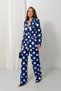 Women's Navy Blue 80S Polka Dot Blazer Jacket Pants Set Nj202 - 6