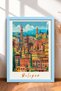 Bologna Towers and City Silhouette Framed Painting Italy Poster Living Room Kitchen Wall Decor Itp010