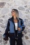 Navy Blue Sequin Detailed Hooded Tracksuit Set - 3