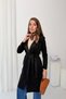 Women's Black Collar Detailed Belted Suede Trench Coat Nj212 - 8