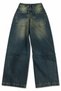 Women's Barrel Low Washed Vintage Blue Baggy Jean Balloon Cut Trousers - 4
