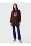 Ozmarka New Season Brown Oversize Printed Women's Sweatshirt Tunic - 2