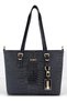 Black, Iguana Patterned, Bucket Model, Adjustable Strap, Women's Shoulder Bag