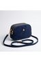 Women's Navy Blue Nubuck Shoulder Bag with 3 Compartments and Gold Accents—Casual Crisscross Straps Bag CANEDR08 - 4