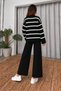 Women's Black Striped Top and Bottom Knitwear Pants Set Nj201 - 3
