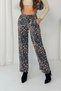 Women's Blue Patterned High Satin Trousers Nj203 - 7