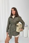 Women's Khaki Belted Faux Leather Jacket Shirt Nj205 - 6