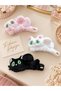 Black Color 16 cm Furry Plush Buckle with Cat Figure - 2