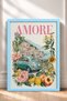 Amore Written Mint Green Classic Car Framed Painting Italy Poster Wall Decor Itn118 - 3