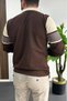 Men's Double Color Sweater Brown Edw527 - 3