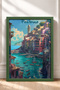 Colorful Boats in Positano Harbor Framed Painting Italy Poster Living Room Kitchen Wall Decor Itp032 - 3