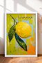 Lemon Written Brush Textured Lemon Framed Painting Italy Poster Living Room Kitchen Wall Decor Itp036