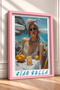 Ciao Bella Written Lemon Woman Portrait Framed Painting Italy Poster Wall Decor Itp017 - 2