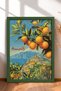 Orange Branches and Amalfi Coast Framed Painting Italy Poster Living Room Kitchen Wall Decor Itp012